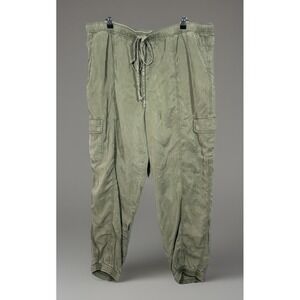 Love, Fire Size 1XGreen Pants Cargo Jogger Adjustable Waist Drawstring Pull On